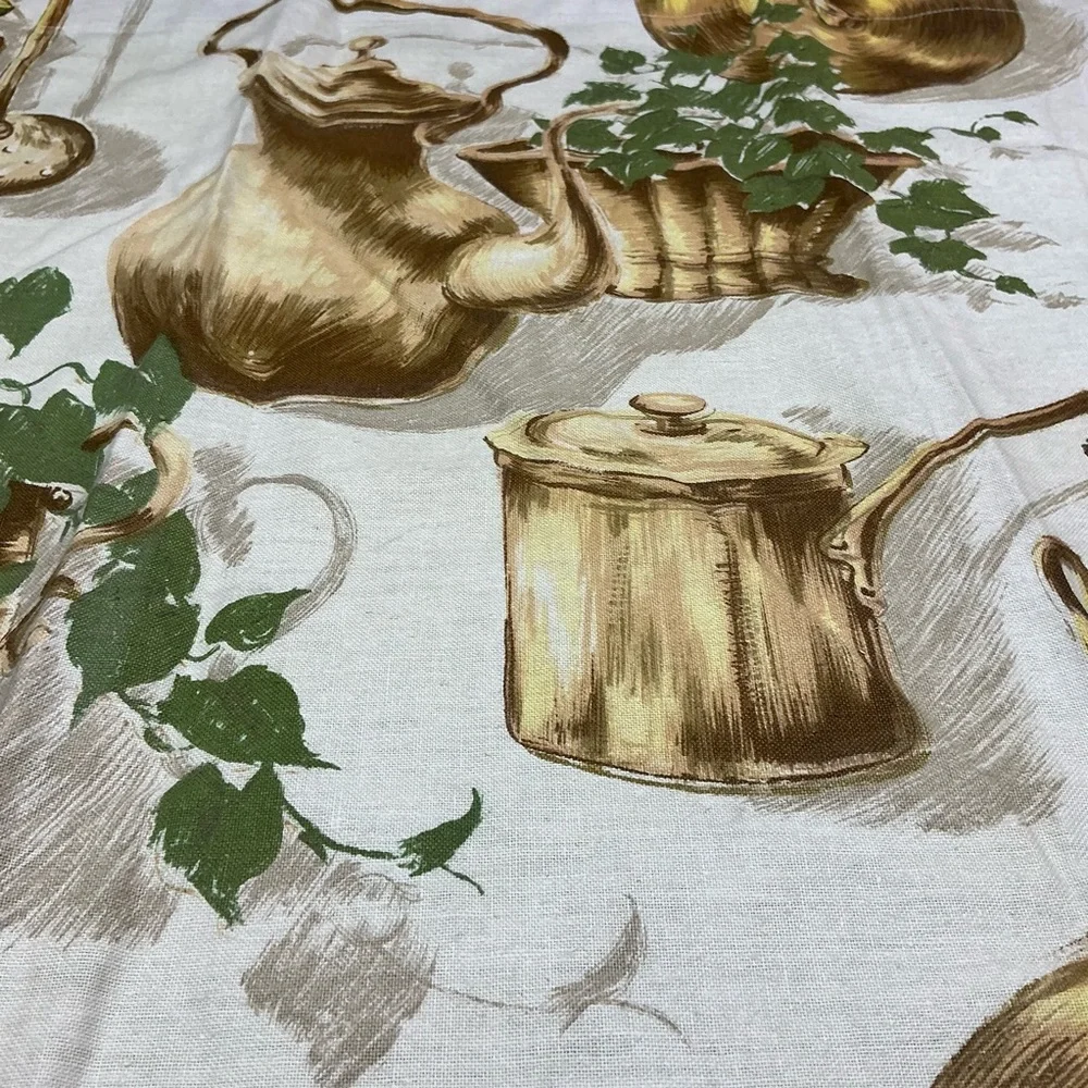 Vintage mid-century pots and plants curtain panel set of two 26 x 28